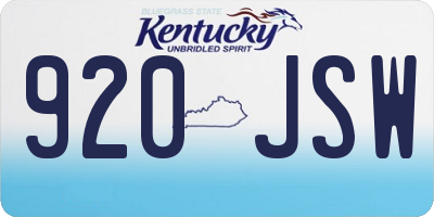 KY license plate 920JSW