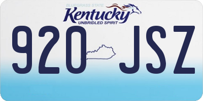 KY license plate 920JSZ