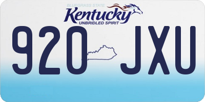 KY license plate 920JXU