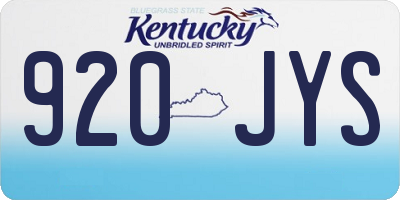 KY license plate 920JYS