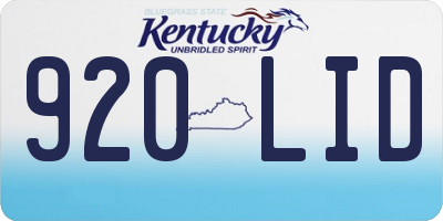 KY license plate 920LID