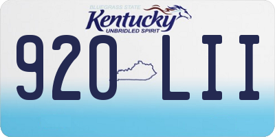 KY license plate 920LII