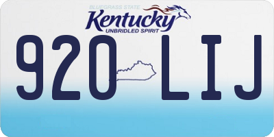 KY license plate 920LIJ