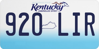 KY license plate 920LIR