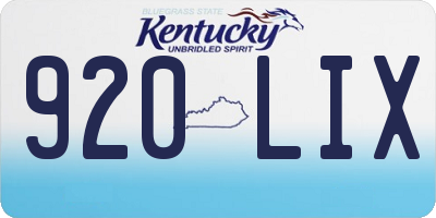 KY license plate 920LIX
