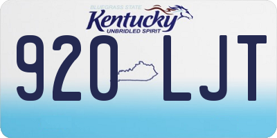 KY license plate 920LJT