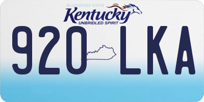 KY license plate 920LKA