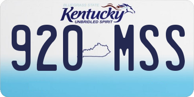 KY license plate 920MSS