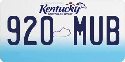 KY license plate 920MUB