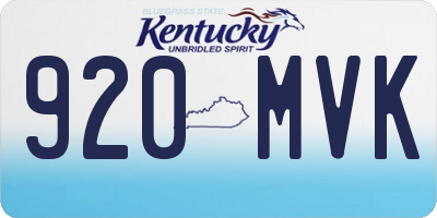 KY license plate 920MVK