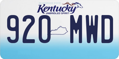KY license plate 920MWD