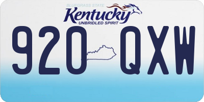KY license plate 920QXW