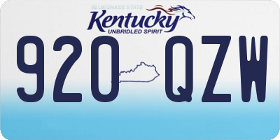 KY license plate 920QZW