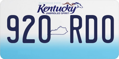 KY license plate 920RDO