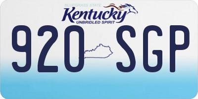 KY license plate 920SGP