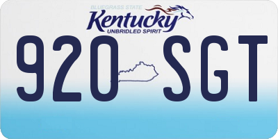 KY license plate 920SGT