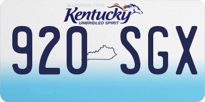KY license plate 920SGX