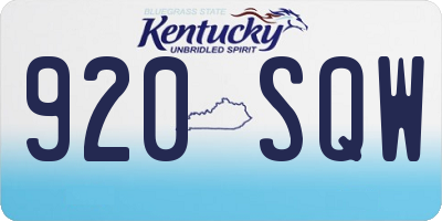 KY license plate 920SQW