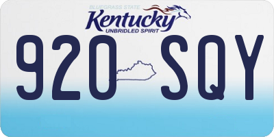 KY license plate 920SQY