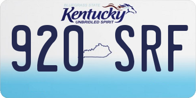 KY license plate 920SRF