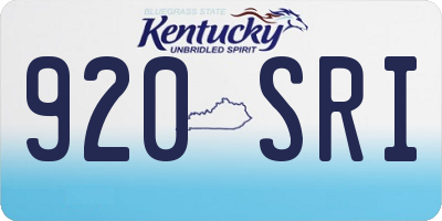 KY license plate 920SRI