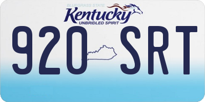 KY license plate 920SRT