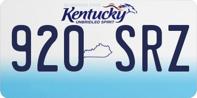 KY license plate 920SRZ