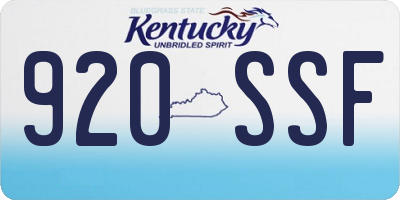 KY license plate 920SSF