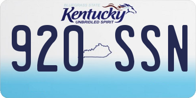 KY license plate 920SSN