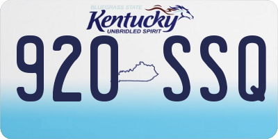 KY license plate 920SSQ