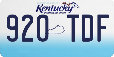 KY license plate 920TDF