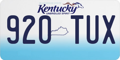 KY license plate 920TUX