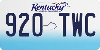 KY license plate 920TWC