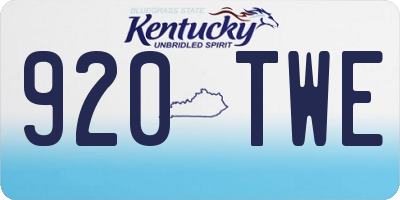 KY license plate 920TWE