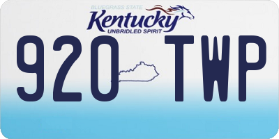 KY license plate 920TWP