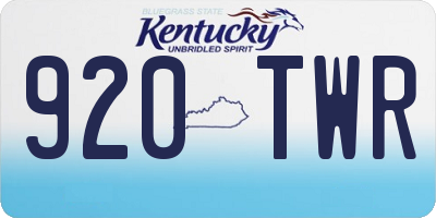 KY license plate 920TWR