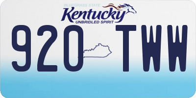 KY license plate 920TWW