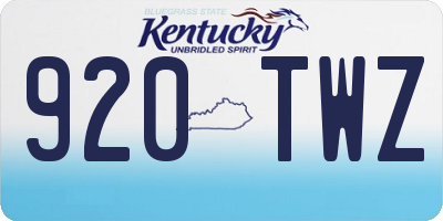 KY license plate 920TWZ