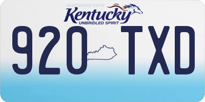 KY license plate 920TXD