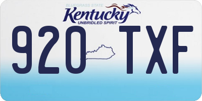 KY license plate 920TXF