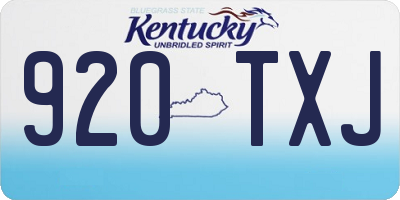 KY license plate 920TXJ
