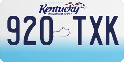 KY license plate 920TXK