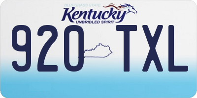 KY license plate 920TXL