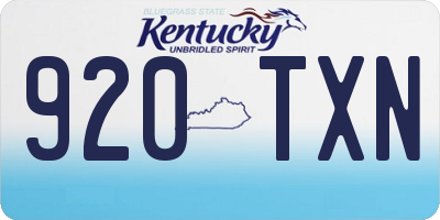 KY license plate 920TXN