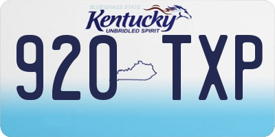 KY license plate 920TXP