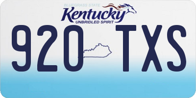 KY license plate 920TXS