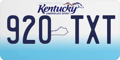 KY license plate 920TXT