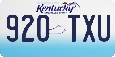 KY license plate 920TXU