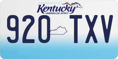 KY license plate 920TXV