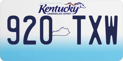 KY license plate 920TXW